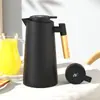 Cafetera con Mango de Madera Maciza Revestimiento de Vidrio Hervidor de Agua Caliente Botella para Hervir Agua Gran Capacidad Hervidor de Agua Térmico para el Hogar Escandinavo