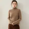 25 nuevos suéteres de cachemira de cuello alto para mujer, con cuello alto, corte holgado, material grueso, color liso simple y diseño de punto pullover