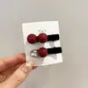 Pasador de Pelo Estilo Coreano con Perla Roja y Frijol Flockeo Pinza para Flequillo Cabello Suelto Pinza Lateral Suave Lindo Dulce Accesorios para el Cabello de Niña Tocado para Mujer Nuevo Estilo