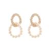 Pendientes de Círculo Geométrico de Metal con Perla de Agua Dulce Estilo Coreano Moda Estilo Nicho Perla de Agua Dulce Irregular Pendientes Personalizados