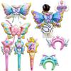 [Envío Gratis] Alas de Mariposa Verano Niños Diademas Decorativas, Cintas para el Cabello, Globos, Varitas Mágicas Balala, Puestos de Mercado Nocturno