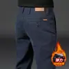 Pantalones Casuales Gruesos con Forro de Polar para Hombre Hong Kong 2026, Pantalones Caqui Rectos Ajustados Elásticos de Negocios para Hombre