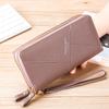 Cartera de estilo coreano para mujer, cartera larga con doble flor y cremallera, con costuras, tarjetero multifuncional.