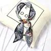 Bufanda de seda para mujer primavera y otoño estilo coreano Corea del Sur bufanda con cinturón de cinta puntiaguda de longitud media banda para el pelo de verano bufanda de moda
