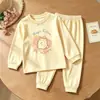 Conjunto de pijama de primavera y otoño para niña, ropa de casa para bebé, ropa para aire acondicionado de verano, conjunto de top de manga larga y pantalón largo, ropa cálida para niños