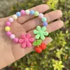 Pulseiras Infantis Fofas com Contas Acrílicas Coloridas, Contas de Pérola de Plástico, Contas Coloridas, Pulseiras com Pingentes de Desenho Animado para Meninas
