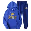 Sudaderas con Capucha Estampadas de Marca de Tendencia Otoñal Europea y Americana para Hombres y Mujeres, Conjuntos Deportivos Casuales y Pantalones de Chándal de Dos Piezas para Parejas