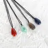 Colgante de Piedra Bruta de Cristal Natural Pulido en Forma de Lágrima Collar Energético Multimaterial Ovalado Producto Nuevo Transfronterizo