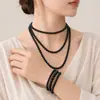 Colar de Pérolas Multicamadas de Alto Padrão Francês para Mulheres, Corrente de Clavícula de Luxo Leve, Corrente de Suéter Retrô, Colar Personalizado