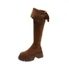 Botas de Cano Alto Estilo Retro Maillard Femininas 2026 Outono/Inverno Novo Estilo Botas Afuniladoras de Duas Vias Salto Grosso Botas de Equitação Alargadoras