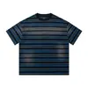 Northbound Roupa Masculina Verão 2026 Novo Camiseta Listrada Degradê Lavada Pesada 300g Masculina Vintage Manga Curta