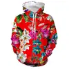 Comercio Exterior Transfronterizo Otoño Nuevo Flor Grande Noreste Impresión Digital 3D Suéter de Manga Larga Sudadera con Capucha Casual para Hombre Chaqueta