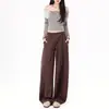 Pantalones de chándal para mujer con pierna curva, nueva colección primavera/otoño 2026, color café, corte A holgado, modernos, de pierna ancha, fluidos, pantalones casuales