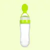 Biberón para papilla de arroz alimentación con cuchara bebé apretar alimentador de silicona bebé comer suplemento de harina de arroz herramienta de cuchara suave artefacto de alimentación