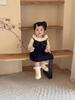 Vestido de Ganchillo con Tirantes Otoño/Invierno para Bebé Niña Cutemily + Suéter con Cuello Volante + Falda Abanico