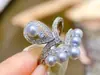 Accesorios de perlas DIY plata S925 anillo explosivo combinable ajustable soporte vacío con perlas redondas de 3-4 mm
