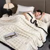 Manta de pelo de conejo, adecuada para todas las estaciones, manta para siesta en la oficina, cubierta para sofá, forro polar de coral, manta pequeña para aire acondicionado, manta para estudiantes