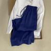 Realmente genial de llevar ~ Pantalones de lino azul Klein de pierna ancha para mujer, nuevos de verano 2025, pantalones rectos verticales