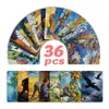 Conjunto Transfronterizo Nuevo de 36 Tarjetas de Pintura al Óleo de Paisajes Impresionistas y Florales, Tarjetas de Felicitación Decoradas con Texto, Conjunto de Tarjetas Postales Vintage