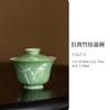 Cuenco de dos piezas con sombra de bambú verde de piedra pintada a mano, cuenco de té antiescaldaduras retro para el hogar, cuenco de mano, juego de té de kung fu de cerámica individual