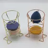 Estante Metálico para Esponjas de Polvo con Cojín de Aire Estante de Almacenamiento para Huevos de Maquillaje de Belleza Estante para Esponjas de Polvo Huevo de Polvo Estante de Exhibición de Cristal Antiguo Mineral