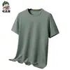Tiktok hombres verano nuevo gofre manga corta hombres suelto delgado Transpirable Alta elasticidad hombres cuello redondo camiseta