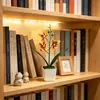 3 orquídeas Phalaenopsis artificiales en macetas pequeñas para decoración floral del hogar, bonsái de planta verde, arreglo para habitación de hotel, adornos de flores artificiales
