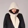 Pasamontañas estilo coreano para mujer con cabeza grande, hace que la cara se vea más pequeña, cálido y protege los oídos para el invierno, gorro y bufanda de lana tejidos en una sola pieza