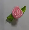 En stock Rosas de Cinta Hechas a Mano con Hojas Verdes Cabeza de Rosa de Juguete Accesorios para Manualidades