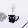 Chaveiro de acrílico de gato de desenho animado, pingente de gatinho preto fofo, decoração de mochila, chaveiro, pequeno acessório