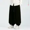 2026 Novas Calças Harem Largas Masculinas, Estilo Chinês, Cor Sólida, Simples de Veludo Cotelê, Calças Lanterna Retrô, Calças Jogger Masculinas