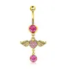 Fábrica de Joyería Yiwu Personaliza Anillos para Ombligo Transfronterizos, Acero Inoxidable con Diamantes, Lazo en Forma de Corazón, Joyería Falsa para Ombligo Sin Perforación