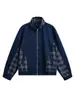 Jaqueta de Retalhos Xadrez Estilo Americano da Marca Trendy Rumeng para Homens e Mulheres, Primavera Vintage Solta Casual Peça Versátil para Casais