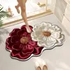 2026 Novo Tapete de Chão para Banheiro Floral Realista 3D de Lama Diatomácea Macia Tapete para Pé Absorvente de Água Antiderrapante para Banheiro