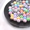 Cuentas redondas de acrílico con patrón de cebra de 16 mm, accesorios para cadena de teléfono, llavero, collar, colgantes de cuentas