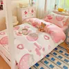 Conjunto de três peças de flanela floco de neve para dormitório estudantil, tamanhos individual e de casal, conjunto de quatro peças de flanela de leite, capa de edredom com mais flanela, lençol e flanela dupla face