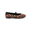Piel genuina, mismo estilo que la popular marca "Grape Mom", con dos versiones de bailarinas planas con estampado de leopardo, Mary Janes de perlas para mujer y zapatos planos con lazo.