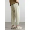 LiquidaciónEstilo Japonés Anti-Arrugas Tencel Forma de Cono Pantalones Casuales de Verano para Hombre Cintura Elástica Hielo Seda Rectos Largos