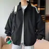 Nueva chaqueta de rayas laterales para hombre, marca de moda, chaqueta casual con cremallera para primavera y otoño para parejas, estilo Harajuku, abrigo holgado para hombre