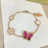 Nuevo conjunto de collar, pulsera, anillo y pendientes LucKy mariposa, con diseño de trébol de cuatro hojas, una moderna colección de joyería transfronteriza