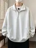 Sudadera con capucha de cremallera estilo americano, corte holgado y limpio para hombre, playera tipo polo de peso pesado con manga larga, playera básica de marca de moda, para otoño e invierno