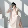 Novo Pijama de Seda e Algodão Muzhen Silk com Bojo para Mulheres, Estilo Fino de Verão, Algodão Artificial, Estampa de Desenho Animado, Tamanho Grande, Caimento Solto, Roupa de Casa