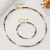 Pulsera de Turmalina Natural y Perlas Color Bloque Dopamina Acero de Titanio Retención de Color Venta al por Mayor Pulsera de Piedra Natural Directo de Fábrica