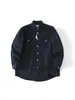 Camisa de Trabajo Retro Japonesa Morada Pura de Algodón, Manga Larga, Cuello, Corte Holgado, Parte Superior con Dobladillo Curvo para Primavera