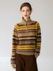 Suéter jacquard Fair Isle 100% cachemira pura con media cremallera para mujer, cuello clásico vuelto, tejido de bloques de color, nuevo estilo otoño e invierno
