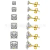 Pendientes Cuadrados Brillantes de Circonita en Acero de Titanio con Pasador Recto y Cuatro Garras, Hechos de Acero Inoxidable 316, Lujo de Nicho con un Toque de Alta Gama