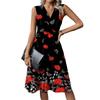 Nuevo vestido largo para damas de comercio exterior transfronterizo, estampado floral, temperamento de moda, cuello en V, sin mangas, tipo chaleco