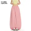 Pantalones Casuales de Color Sólido Personalizados para Mujer, Nuevo Estilo de Verano, Cintura Alta, Adelgazantes, Pierna Recta Ancha, Algodón, Transpirables, Adecuados para Envío Transfronterizo