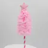 Decoración de Pastel para Hornear Fiestas Árbol de Navidad Rosa Creativo Corazón de Niña Rosa Estrella Árbol Disfraz Enchufe 1 Paquete
