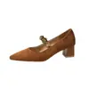Zapatos Mary Jane de Tacón Grueso con Punta Aguda, Estilo Nuevo Verano 2026 para Mujer, Versión Coreana, Cómodos, Tacón Medio, Boca Baja, Zapatos Elegantes para Mujer